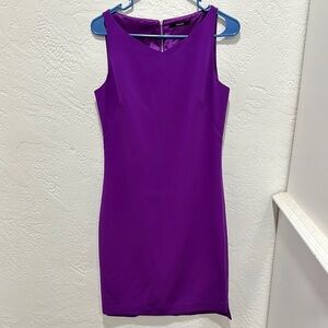 Tahari Purple Sleeveless Sheath Dress Knee-Length